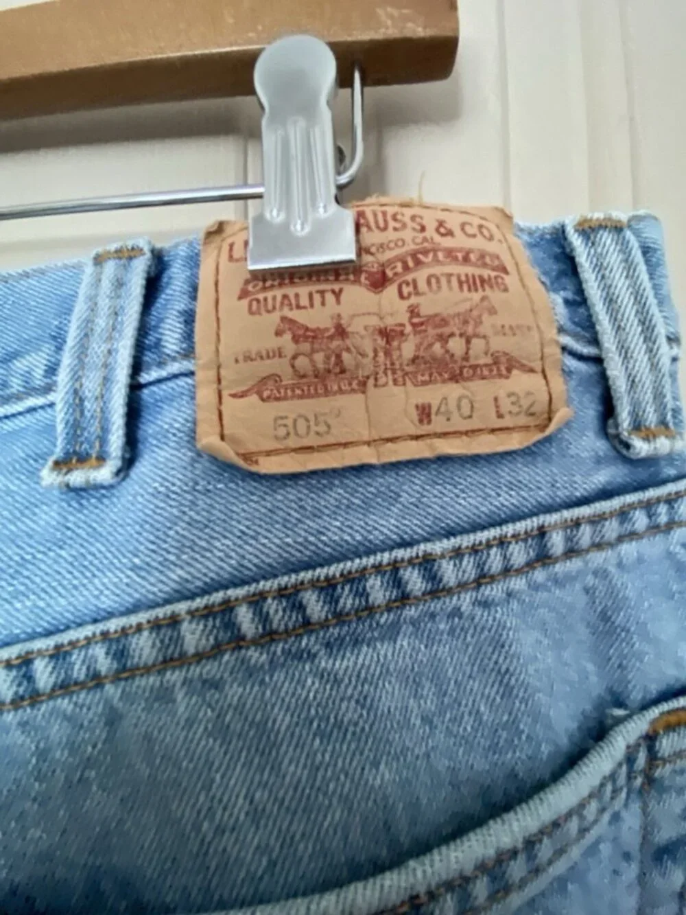Levi's 505 Jeans Men's 40x33 Light Wash Straight Leg Red Tab Regular Fit